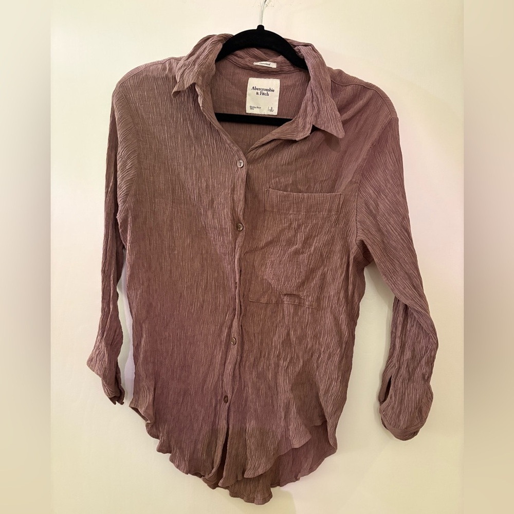 Abercrombie & Fitch Dusty Rose Crinkle Shirt